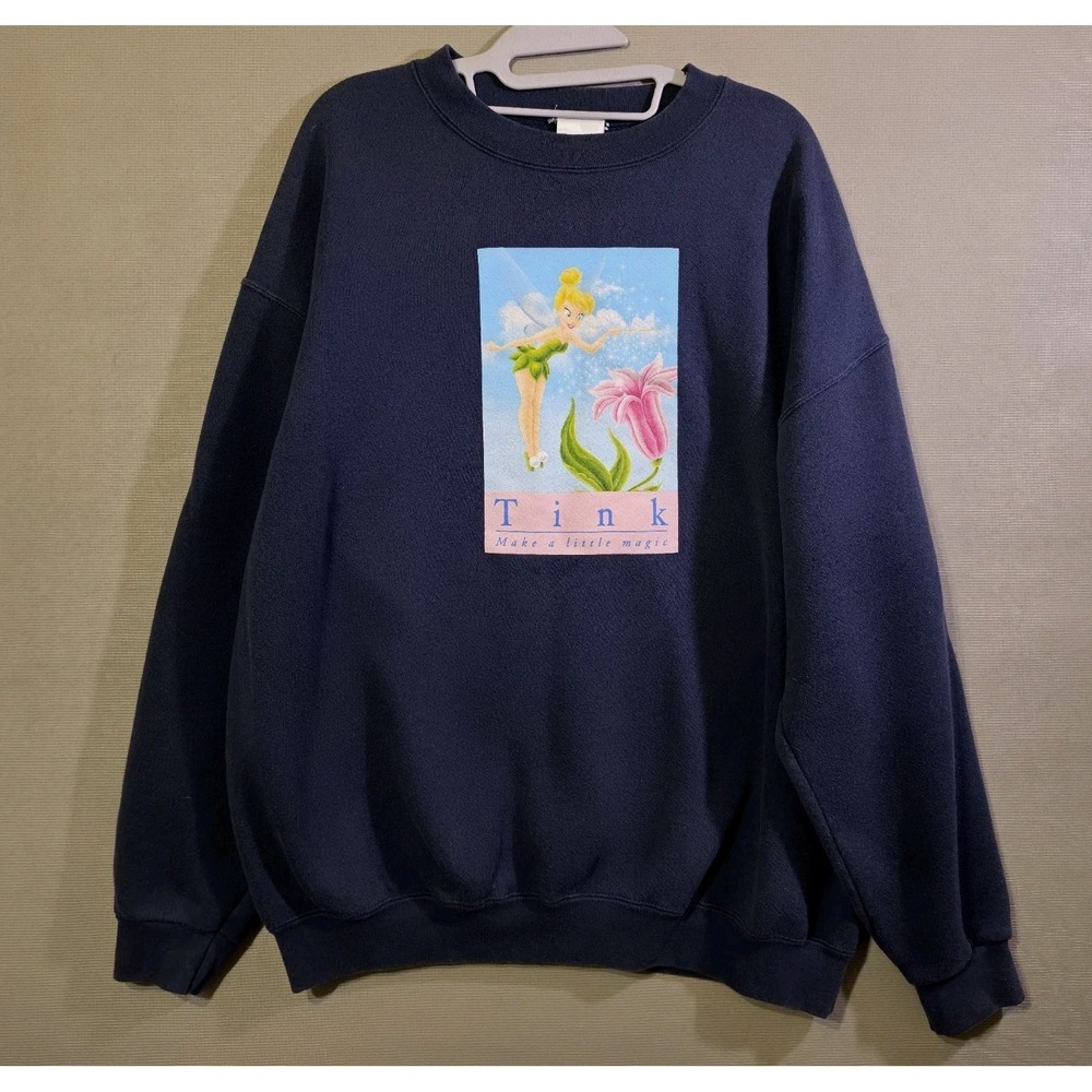 Vintage 90s Disney Store Tinker Bell Tink Sweatshirt XL Made Mexico USA Material